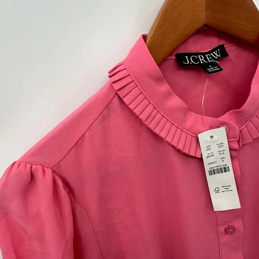 J. CREW NWT Drapey Button-Up Top in Pink BP553 // S